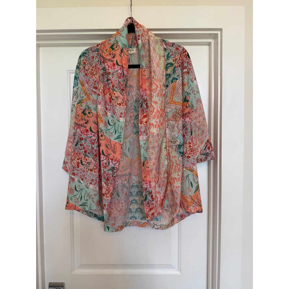 WORLD MARKET Women Kimono Boho Festival Floral Patchwork Coastal One Size